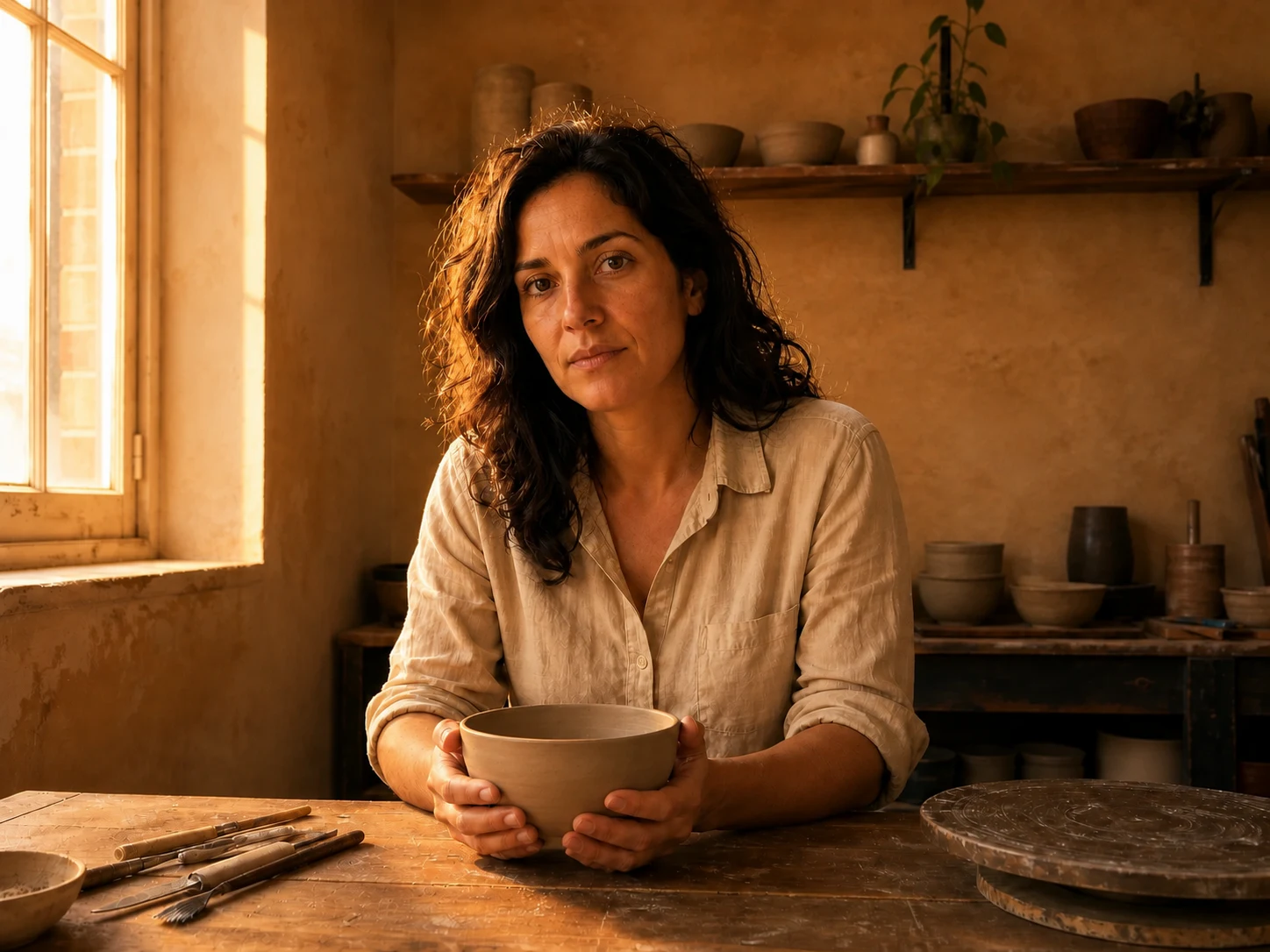 Portrait relit with warm golden-hour sunlight