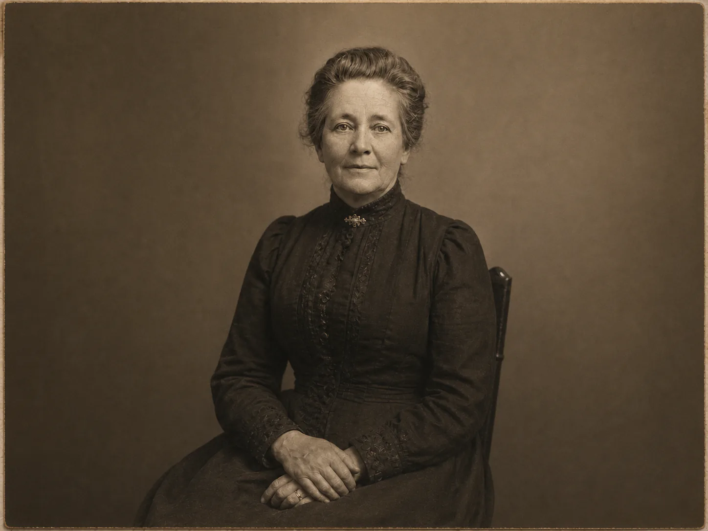 Damaged vintage portrait after AI restoration