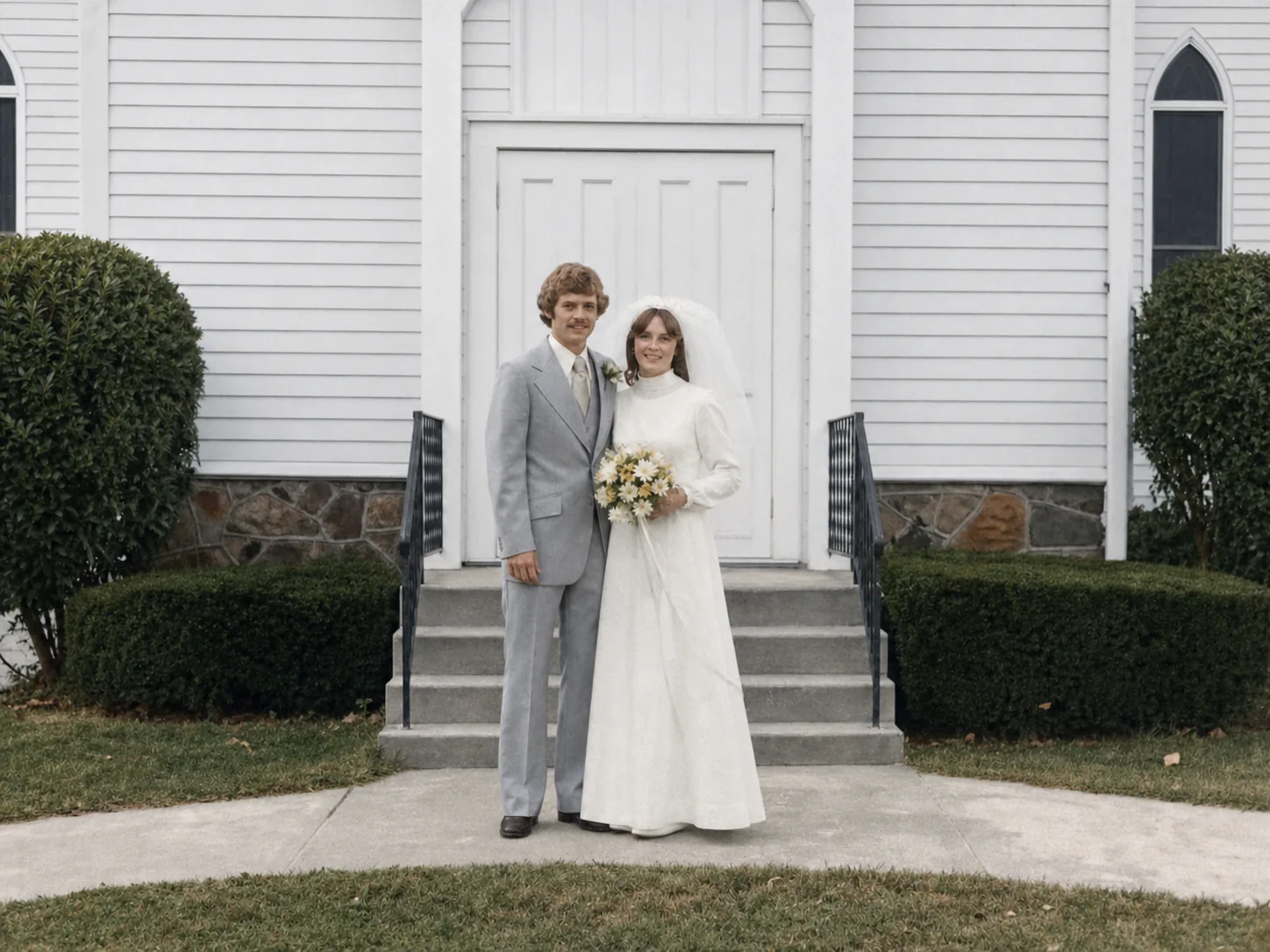 Faded wedding photo after AI restoration